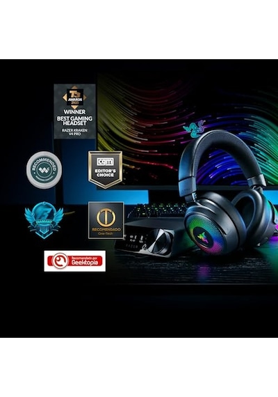 Kraken V4 Pro - Kontrol Hub'lı Kablosuz Oyun Kulaklığı - Sensa Hd Haptikler Oled Kontrol Hub'ı, Triforce 40mm Sür
