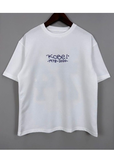 Flood Of Style Erkek Beyaz Kobe 1978-2020 Baskılı Oversize Tshirt