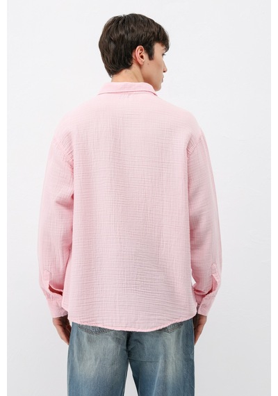 Vamos Müslin Kumaş Oversize Gömlek Pembe