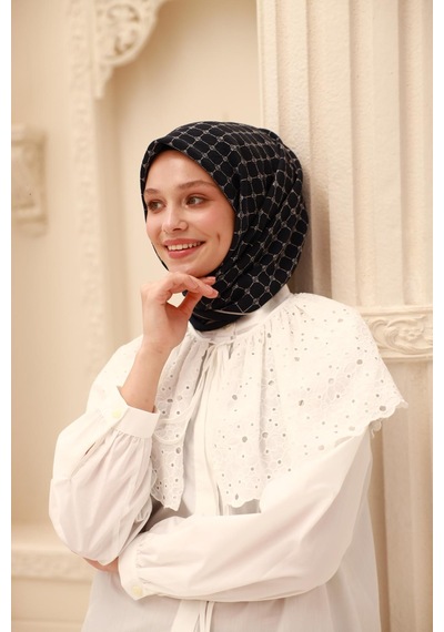 Silk Home Olinda Eşarp 48004-73 Lacivert, Beyaz