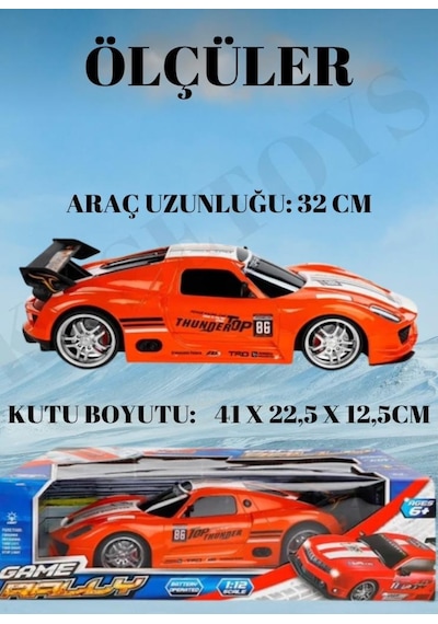 TıfılToys Uzaktan Kumandalı Full Fonksiyon Şarjlı Işıklı 1:12 Ölçekli Süper Hızlı Turuncu Yarış Arabası