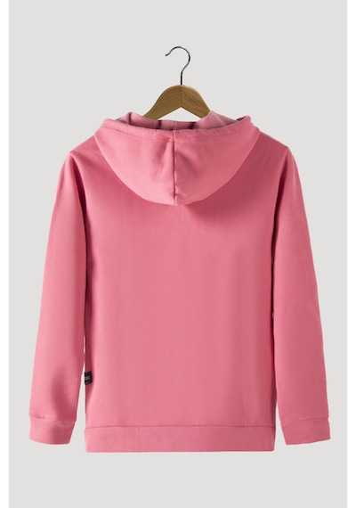 Terapi Men Erkek Koyu Pembe Kapüşonlu Kanguru Cepli Basic Sweatshirt Koyu Pembe