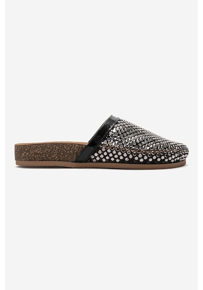 Luvi Shoes Montera Siyah Taşlı Kadın Terlik