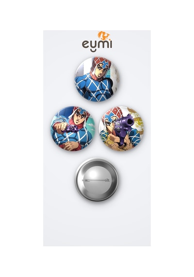 Jojo Animesi Guido Mista 3'lü Metal Rozet Seti 58mm İğneli Buton Çanta Yaka Rozeti Çok Renkli