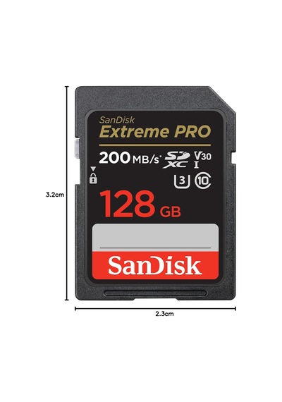 Sandisk Extreme Pro Sdxc Uhs-ı Hafıza Kartı, 128 Gb, 200 Mb/sn Ak