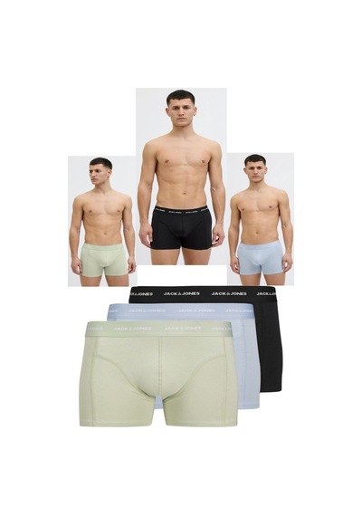 Jack & Jones Jactom Bamboo Erkek 3 Lü Set Yeşil Mavi Siyah Boxer 12277176 Çok Renkli