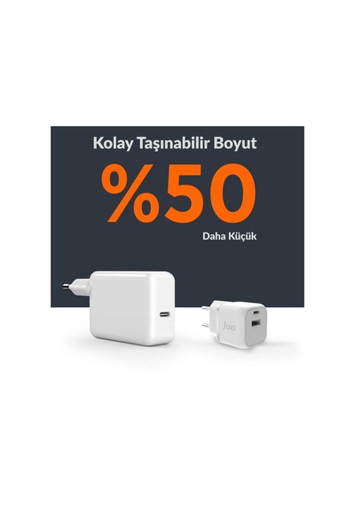 Juo 20W GaN USB C + A Şarj Aleti Apple Uyumlu iPhone & iPad Android PD QC4.0 Type Hızlı Cihazı Beyaz