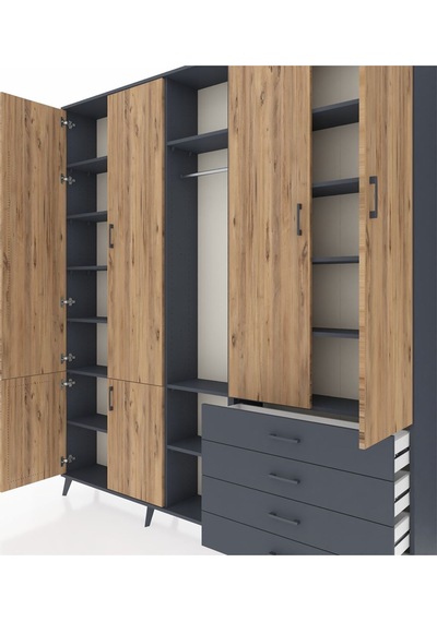 Arges Dolap 14 Raflı 4 Çekmeceli Tek Askılı 220x30x243 Antrasit-çam/antrasit Atlas Çam/antrasıt Arges Dolap 14 Raflı 4 Çekmeceli Tek Askılı 220x30x243 Antrasit-çam/antrasit Atlas Çam/antrasıt