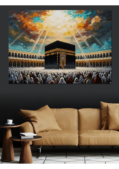 Ahşap Tablo Mekke Kabe Ve Manevi Işıklar