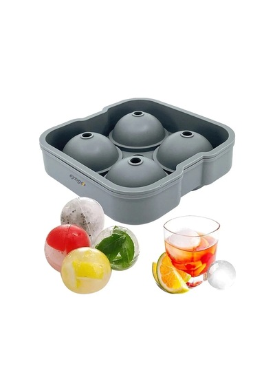 4 Lü Top Büyük Boy Buz Kalıbı, Silikon, Gri Silikon Diğer