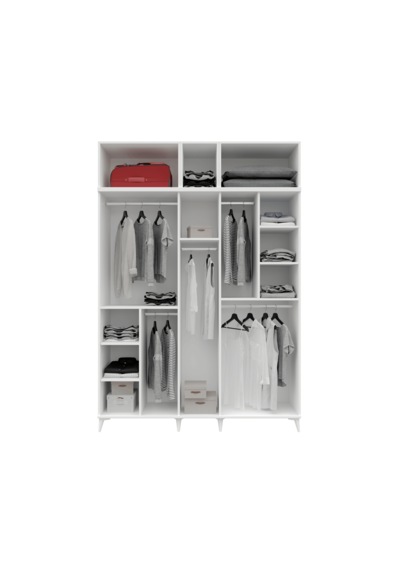Guneystore Milas 5 Kapaklı Komple Mdf Ayaklı Yüklüklü Gardırop