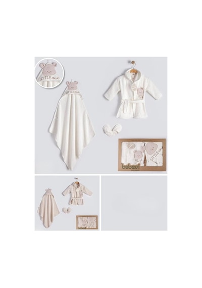 Bebessi Pamuk Little Bear Bornoz Set Ekru Bbs.4183.ekr 0 - 3 Ay