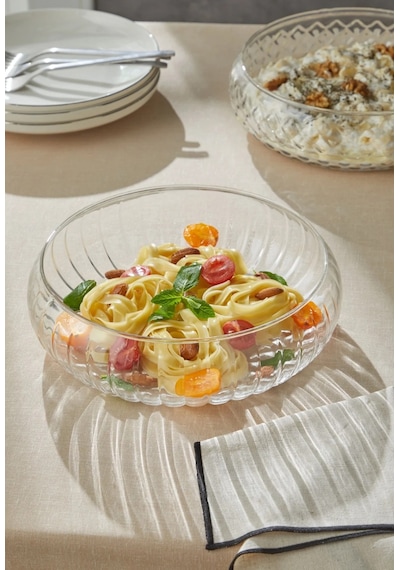 Cam Salata Kasesi - 21 Cm Orta Sunum Kasesi - 2 Li Çok Amaçlı Kase Meyvelik Şeffaf