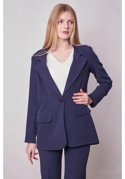 Kadın Yakalı Cep Kapaklı Uzun Kol Hafif Likralı Kumaş Oversize Blazer Ceket Pantolonu Jument 40075 -lacivert Lacivert Kadın Yakalı Cep Kapaklı Uzun Kol Hafif Likralı Kumaş Oversize Blazer Ceket Pantolonu Jument 40075 -lacivert Lacivert