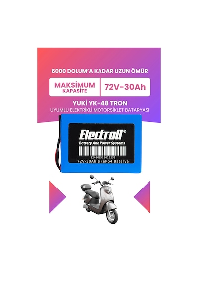Yuki Yk-48 Tron Batarya Maksimum Kapasite Lifepo4 72v 30ah Elektrikli Motosiklet Bataryası