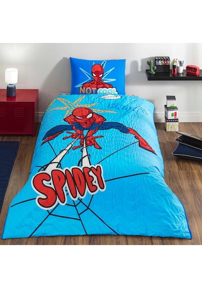 Spiderman Thwip Standart Pamuk Nevresim Takımı, Mavi, Tek Kişilik Çok renkli