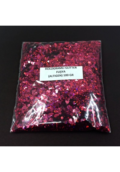Glitter Epoksi Süsleme Pulu Hologramlı Altıgen Nail Art Makyaj Sim Fuşya 100 Gr