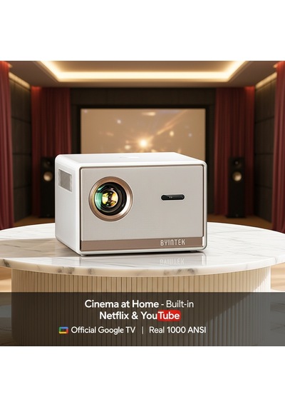 Byıntek Plato T5 Max Full Hd 1080p Projeksiyon 4k 1000 Ansı, Ev Sinema Sistemi, Android Google Tv Lisans, Wi-fi