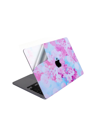 Apple Uyumlu Macbook Air M1 Kılıf Flower03 Yapıştırma Laptop Kaplama Sticker Koruyucu A2337 İle Açık Lila