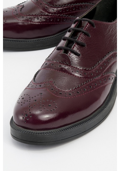 Luvishoes Avra Bordo Rugan Hakiki Deri Kadın Oxford Ayakkabı Bordo