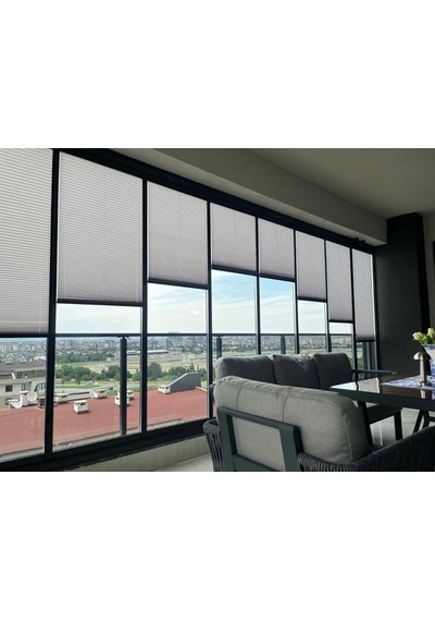 Açık Gri Plise Perde - Cam Balkon Ve Pimapen Uyumlu Kancalı Veya Vidalı Montaj