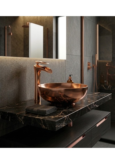 Şelale Rose Gold Çanak Lavabo Bataryası