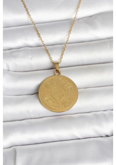 Buğz 316l Çelik Gold Renk Ayetel Kürsi Yazılı Kolye Diğer