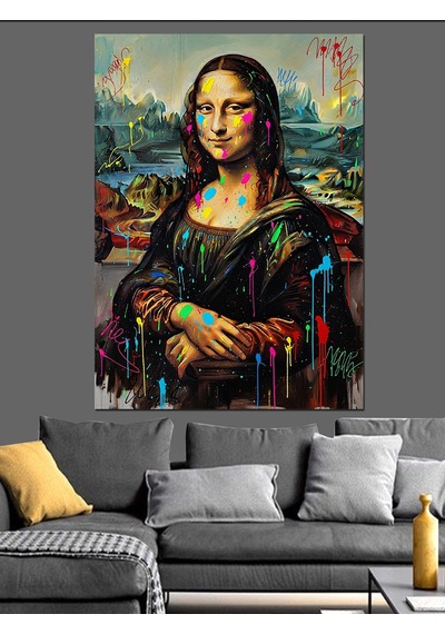 Mona Lisa Pop-art Versiyonu Dekoratif Kanvas - Mdf Ahşap Tablo