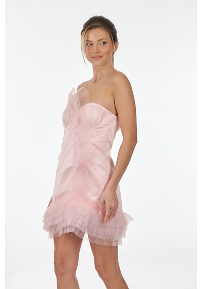 Sleen Straplez Pembe Kadın Gece Elbisesi 10487 001