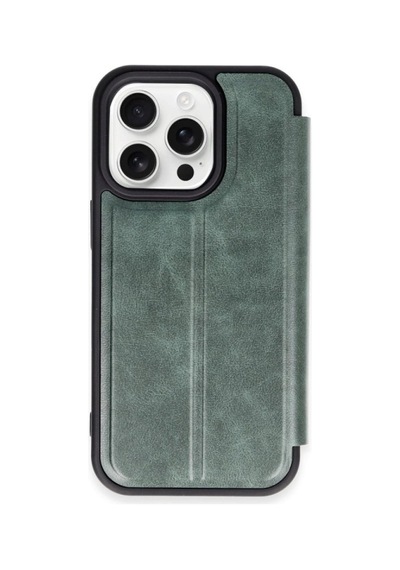 Apple  Uyumlu  iPhone 15 Pro Max Kılıf Flip Cover Koyu Yeşil