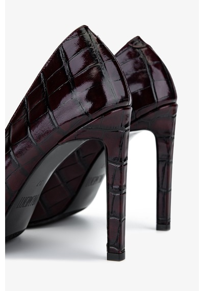 Valmenti Kadın Hakiki Deri Bordo Stiletto Ayakkabı 1138 4930 Bn Ayk Sk25-26 Bordo Kroko Bordo