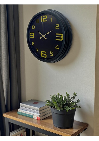 Prime Black 40 Cm Metal Modern Tasarım Duvar Saati Diğer