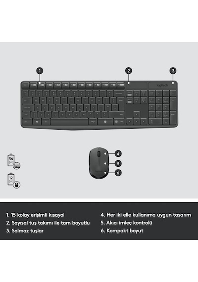Logitech MK235 Kablosuz Klavye Mouse 920-007925
