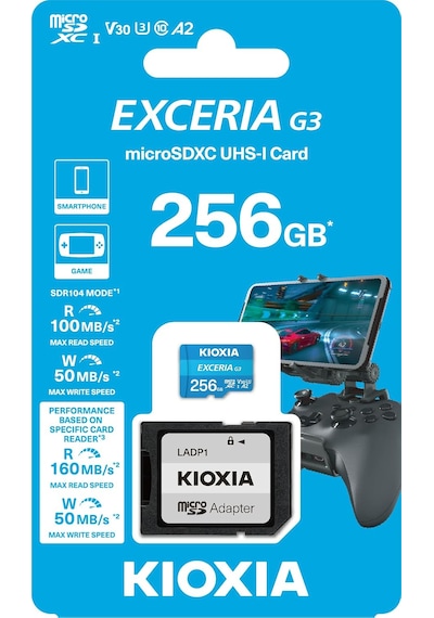 Kioxia Exceria G3 256 Gb Micro Sdxc Hafıza Kartı U3 V30 A2 160/50mb/sn Sd Adaptörlü