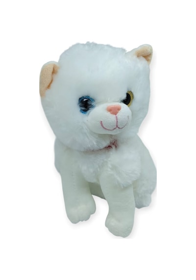 Sesli Peluş Kedi Van Kedisi 25 Cm - Beyaz Beyaz