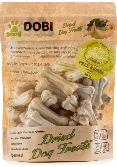 %100 Doğal Pres Kemik 50 Li Köpek Ödül Maması Katkısız, Uzun Süre Çiğneme, 7cm