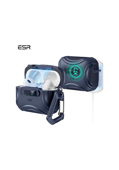 Apple AirPods Uyumlu Pro 3 2025 Cyber Flicklock Manyetik Kılıf Mavi