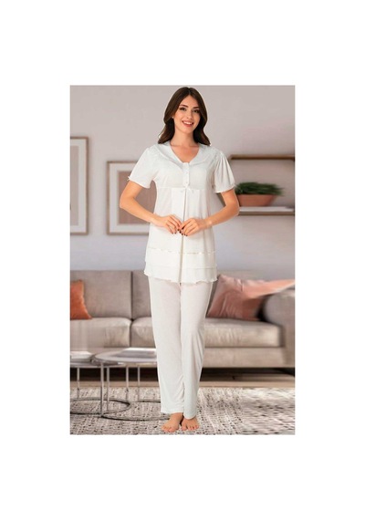 Hamile Çarşı Kadın Ekru Gizli Emzirme Özellikli Lohusa Pijama Takımı Effortt 8022 Ekru Kırık Beyaz Hamile Çarşı Kadın Ekru Gizli Emzirme Özellikli Lohusa Pijama Takımı Effortt 8022 Ekru Kırık Beyaz
