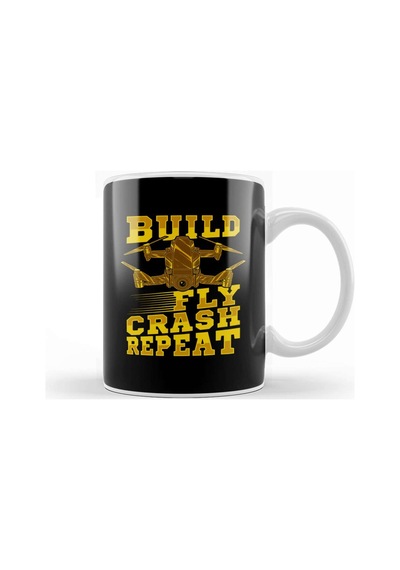 Build Fly Crash Repeat Cute Drone Pilot Flying Pun Kupa Bardak Porselen Karışık