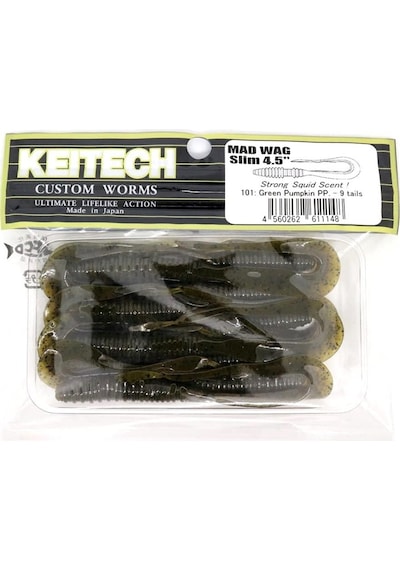 Keitech Mad Wag Slim 11.5Cm (4.5") -101 Green Pumpkin Pp. Kokulu