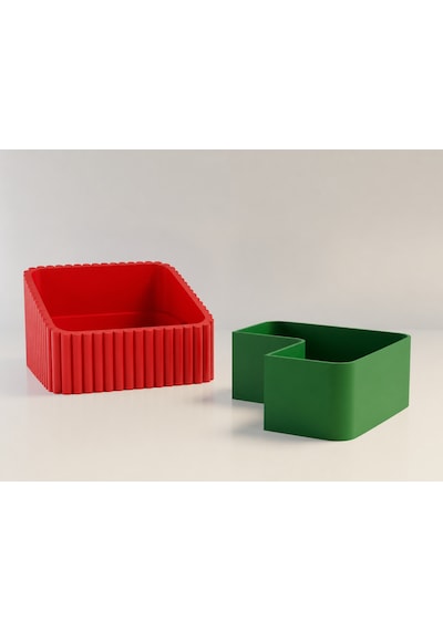 3d Baskı Fıstık Kasesi - Çift Hazneli Kabuk Ayırıcı Sunum Kasesi - Kırmızı Yeşil Diğer