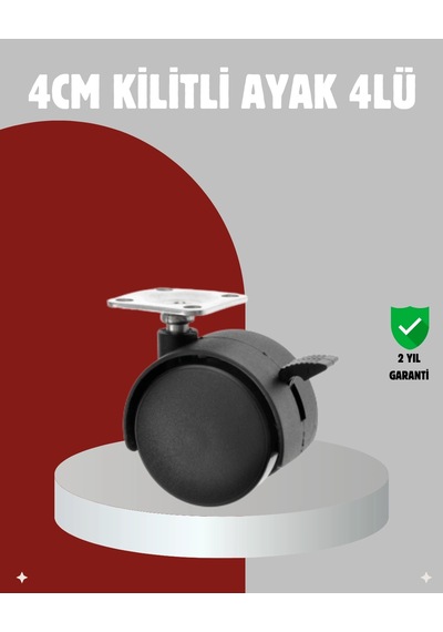 Hubrendy Tekno Mobilya İçin Kilitli 4 Cm Tekerlek Ayak Seti 16063626