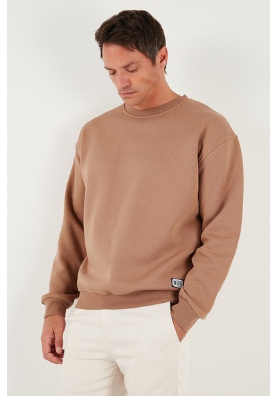 Buratti Regular Fit Bisiklet Yaka Pamuklu Içi Tüylü Yumuşak Şardonlu Erkek Sweat 5905255 Tarçın