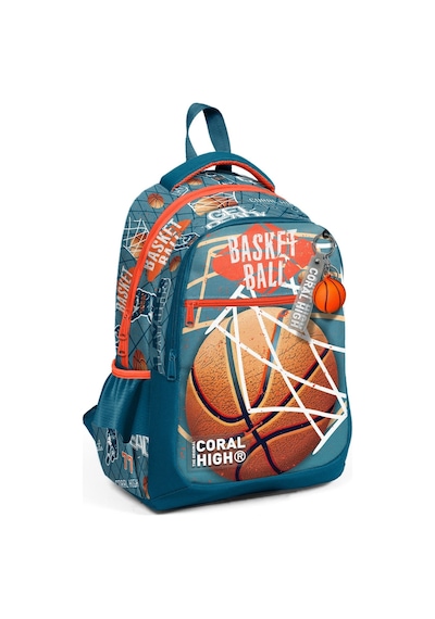 Coral High Nefti Turuncu Basketbol Desenli Erkek Çocuk İlkokul Çantası ve Günlük Sırt Çantası