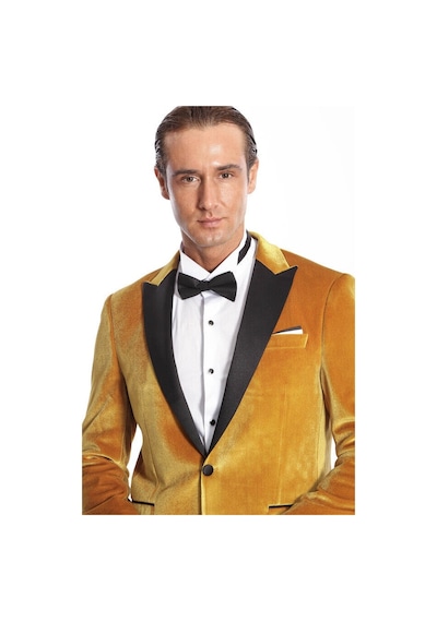 Wessi Kadife Slim Fit Sarı Erkek Smokin Ceket Sarı