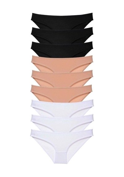 Hubrendy Tedarik 9 Adet Süper Eko Set Likralı Kadın Slip Külot Siyah Ten Beyaz Çok Renkli