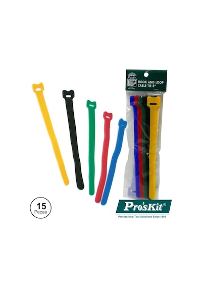 Proskit Ms-v305 12.7cm Tekrar Kullanılabilir Renkli Cırt Kablo Bağı 15adet 1 ADET
