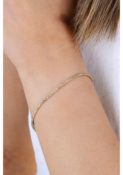 Gümüş Altın Rose Ve Rodyumlu Renkli İtalyan Bileklik Barcode Altın