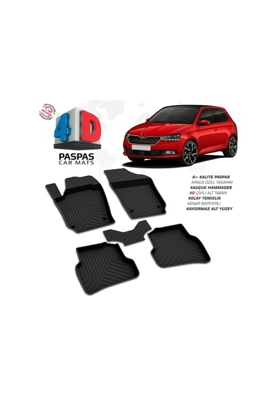 Skoda Fabia 4d Araca Özel Havuzlu Kauçuk Paspas 2018-2021