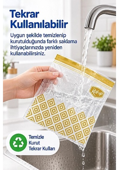 Roll-up Çift Kilitli Saklama Poşeti 1,2 Litre 20,5x21,7 -20 Adetli